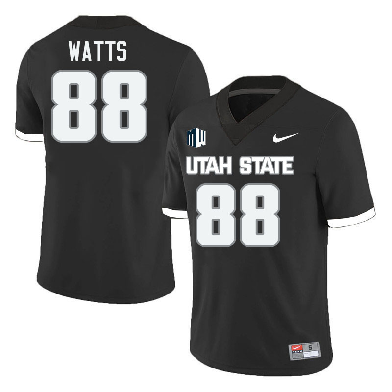 Utah State Aggies #88 Britton Watts College Football Jerseys Stitched-Black